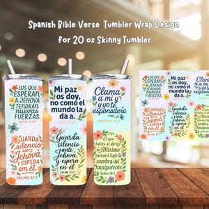 Spanish Bible Verse Tumbler Wrap Design 20oz Skinny , Christian Bible Verse , Tumbler Sublimation Design , Religious Catholic | Spanish Gift