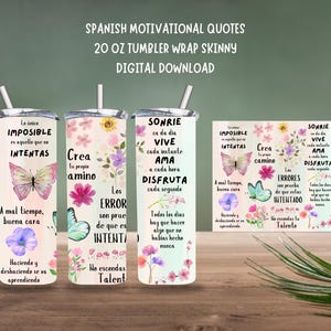 Spanish Motivational Quotes Tumbler Wrap for 20 Oz Skinny Tumbler (Digital Download)