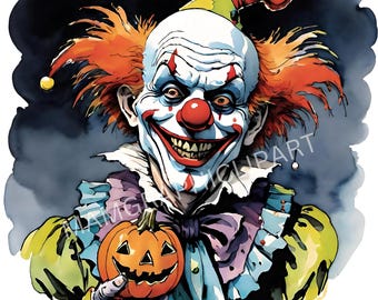 Paquete PNG de payaso espeluznante: Clipart de Halloween espeluznante para sublimación
