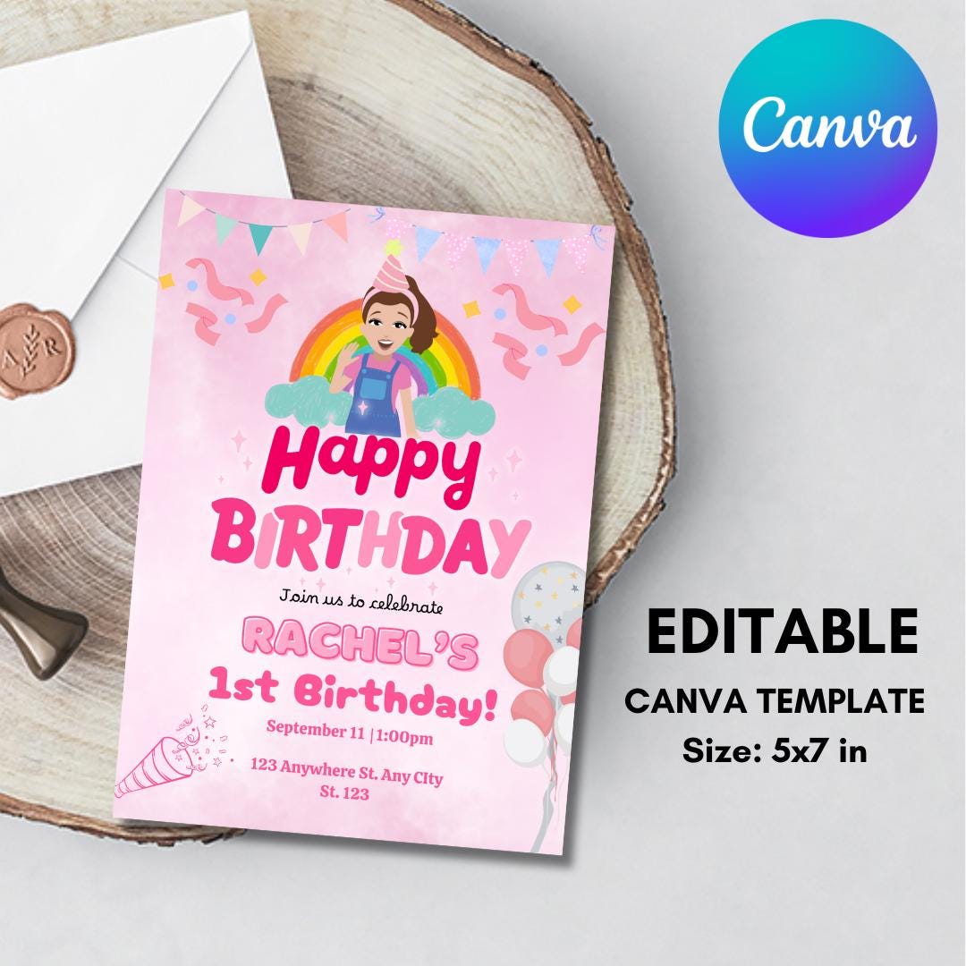 Ms. Rachel Birthday Invitation 100% Editable Canva Template, Ms. Rachel ...