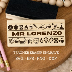 Science Subject Teacher Eraser Laser SVG EPS PNG Dxf ,Teacher Appreciation Gift Laser Files, Best Teacher Ever , Teacher Eraser Engraving ,