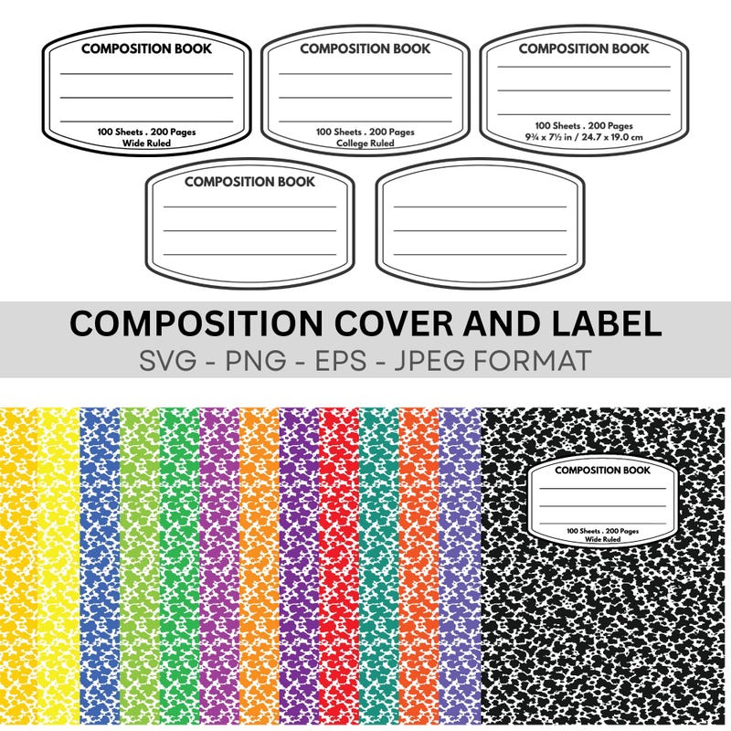 Composition Label Svg - Etsy