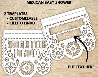 Papel Picado Banner: Cielito Lindo, Customizable Text (Digital Download)