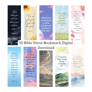 10 Unique Design Bible Verse Bookmark Bundle , Christian Bookmark , Religious Qoutes , Inspirational Bookmark , Printable Bookmark PNG