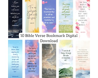 Bible Verse Bookmark Bundle: Christian Quotes (Printable PNG)