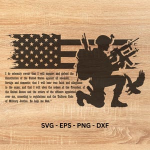 Oath of Enlistment American Flag , Army and Eagle SVG PNG EPS Dxf , Laser Cut File , Engraver , Military Oath , Digital Download