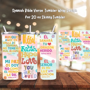 Spanish Bible Verse Tumbler Wrap Design 20oz Skinny ,Christian Bible Verse , Tumbler Sublimation Design , Religious Catholic , Spanish Gift