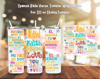 Envoltura para vaso con versículo bíblico en español: Diseño cristiano de sublimación