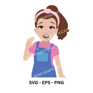 Miss Rachel wektor clipart SVG EPS PNG, wysokiej jakości naklejka Miss Rachel Clipart, dekoracja urodzinowa Miss Rachel, impreza tematyczna Miss Rachel