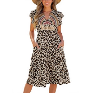V Neck Midi Dress for Teachers Book Character Day Dress for End of School Year Dress Teacher Dress Up Week Outfit Elementary Teacher Dress