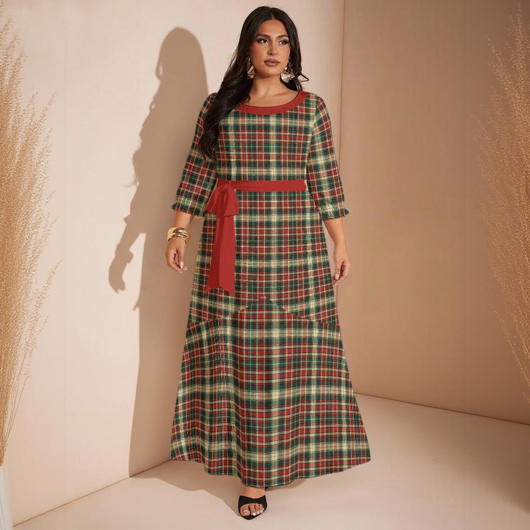 Red Christmas Maxi Dress, Christmas Party Dress, Winter Festive Dress — free download