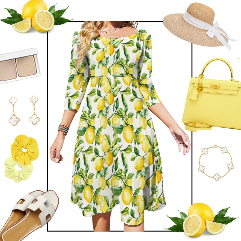 Tuscan Summer Flounce Mini Dress Lemon main image 0