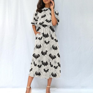 Bat Dress for Halloween Party Dress Witchy Dress Halloween Teacher Cosplay Adult Halloween Costume Spooky Dress With Pockets Cosplay Costume