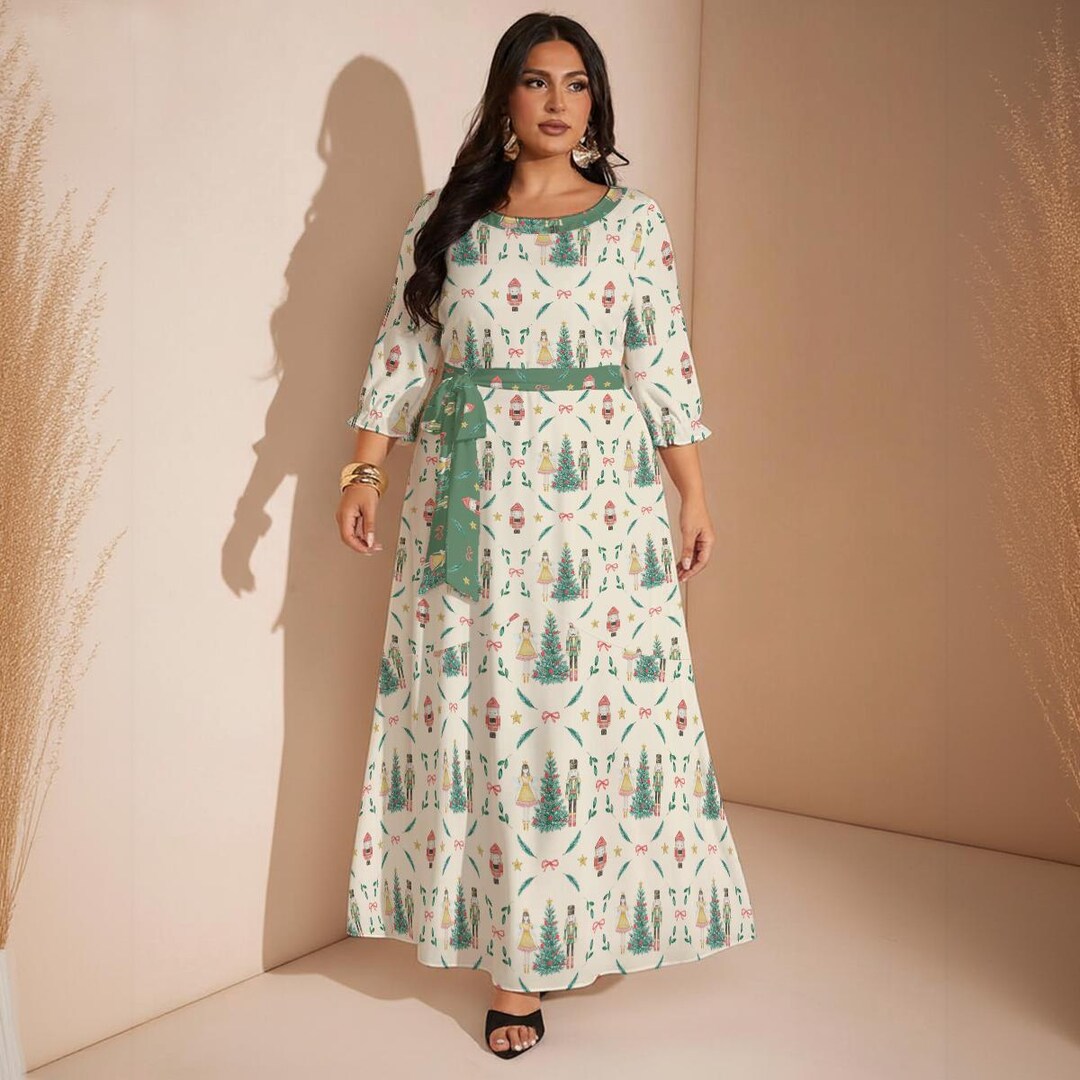 Christmas Maxi Dress, Christmas Party Outfit, Winter Festive Robe — free download