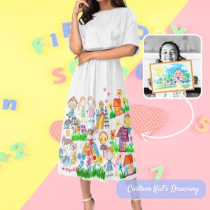 Custom Teacher Dress with Kid&#39;s Drawings Dress for End of School Year Dress Teacher Dress Up Week Outfit Elementary Teacher Back to School