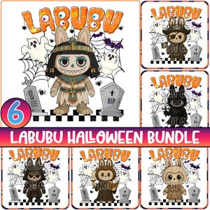 6 Designs Halloween Monster Doll Png, Halloween Cartoon Bundle Png, Killer Chibi Styles, Halloween Monsters Png, Cute Spooky Characters Png