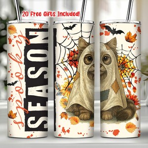 Vaso delgado de 20 oz (Png) de temporada espeluznante, envoltura de Halloween de otoño (Png), vaso de gato de Halloween (Png), envoltura de Halloween de moda 2025, uso comercial