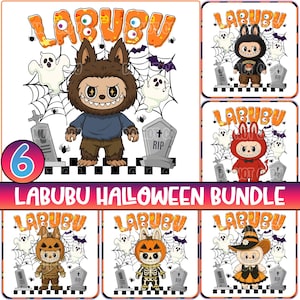 6 Designs Halloween Cartoon Bundle Png, Killer Chibi Styles, Halloween Monsters Png, Cute Spooky Characters Png, Halloween Monster Doll Png