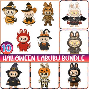 10 Designs Halloween Monster Doll Png, Halloween Cartoon Bundle Png, Killer Chibi Styles, Halloween Monsters Png, Cute Spooky Characters Png