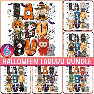 6 Designs Halloween Cartoon Bundle Png, Killer Chibi Styles, Halloween Monsters Png, Cute Spooky Characters Png, Halloween Monster Doll Png