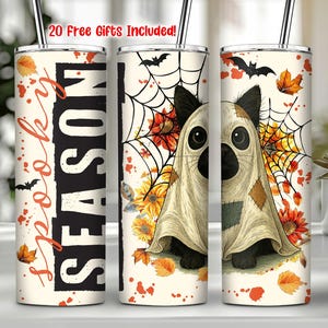 Vaso delgado de 20 oz (Png) de temporada espeluznante, envoltura de Halloween de otoño (Png), vaso de gato de Halloween (Png), envoltura de Halloween de moda 2025, uso comercial