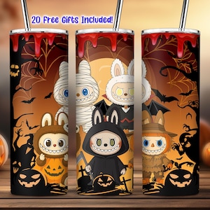 Halloween Doll Cartoon 20 Oz Straight Tumbler Wrap PNG, Cartoon Characters Clipart, Spooky Doll Tumbler Png, Kawaii Monsters Tumbler