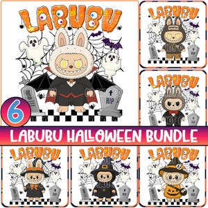 6 Designs Halloween Monster Doll Png, Halloween Cartoon Bundle Png, Killer Chibi Styles, Halloween Monsters Png, Cute Spooky Characters Png