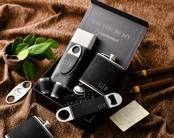 Personalized engraved leather cigar box set. Father's Day and Cigar Lover Gifts