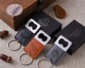 Personalized leather keychain bottle opener, engraved groomsmen gift, wedding party favor, gift for men