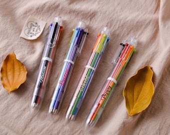 Personalized 6-in-1 colored ballpoint pen. Suitable for planners, diaries, teacher's gifts, and children's gifts.