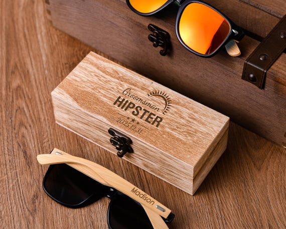 Personalized Groomsmen Gift Box With Custom Engraved Sunglasses