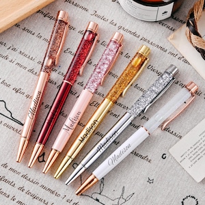 Personalized engraved glitter ballpoint pen, Customized Quicksand Ballpoint Pen,gift for women, stationery, office accessories,writing tools