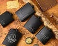 Personalized Matte Black Groomsmen Hip Flask - Engraved Stainless Steel Flask - Unique Gift for Men, Great for Wedding Party