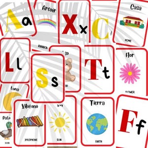 Flashcards Spanish for Kids, Bilingual Learning Tools, Printable Educational Flashcards, Homeschool Resources, Spanish ABC alphabet