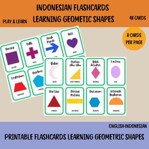 Printable Flashcards for Language Learning - Indonesian Montessori Cards - Educational Tools for Kids - Digital Flashcards Bundle