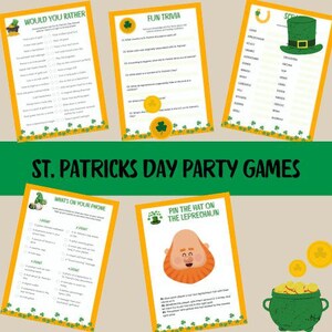 St. Patrick&#39;s Day Games, Fun Printable Activities for Kids & Adults, Trivia, Party Games, Instant Download