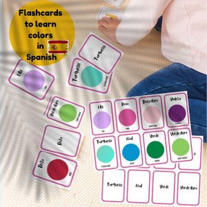 Spanish Flashcards for Kids, Printable Bilingual Learning Cards, Spanish Words, Homeschool Educational Tools
