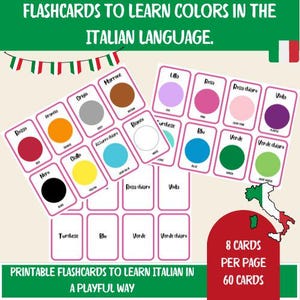 Italienisch Karteikarten für Kinder - Lernen Sie Zahlen, Formen, Farben & mehr - Zweisprachige Lernspielzeuge -