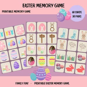 Printable memory match game easter | kids educational activity | family game easter | Bible Story Lesson - Sunday School Game