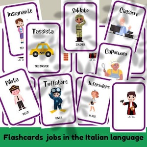 Printable Flashcards for Language Learning - Italian Montessori Cards - Educational Tools for Kids - Digital Flashcards