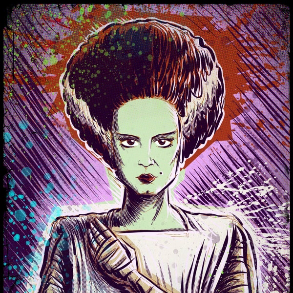 Bride of Frankenstein art print doctor dr frankenstein halloween frankenstien cult classic universal monster monsters joe badon