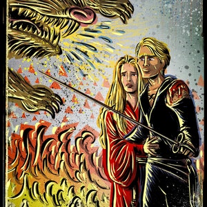 Princess Bride Art Print Poster illustration drawing movie As You Wish  80&#39;s fantasy Wesley Valentine&#39;s present  Robin Wright Penn Rob