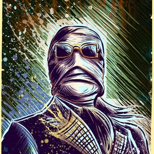 Invisible Man art print universal monster monsters cult classic classics horror sci fi science fiction bandage bandages joe badon halloween