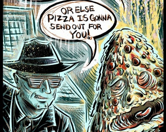 Spaceballs Pizza el Hut arte impresión mel brooks comedia sci fi Ciencia Ficcion joe badon jabba el hutt dibujo ilustración digital de la pintura