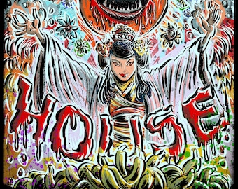 Años 70 de casa Hausu lámina japonesa 70 terror psicodélico raro chica chicas gatito de gato joe badon 1977 Nobuhiko Ôbayashi