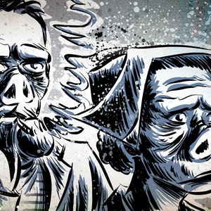 Impresión del arte de Twilight Zone. Rod Serling ojo del Beholder cerdo personas Navidad presente joe badon halloween sci fi cbs demostración de la tv cartoon dibujo