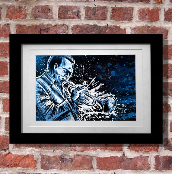 Miles Davis Art Print. Jazz Fusion Trumpet Free Jazz Illustration
