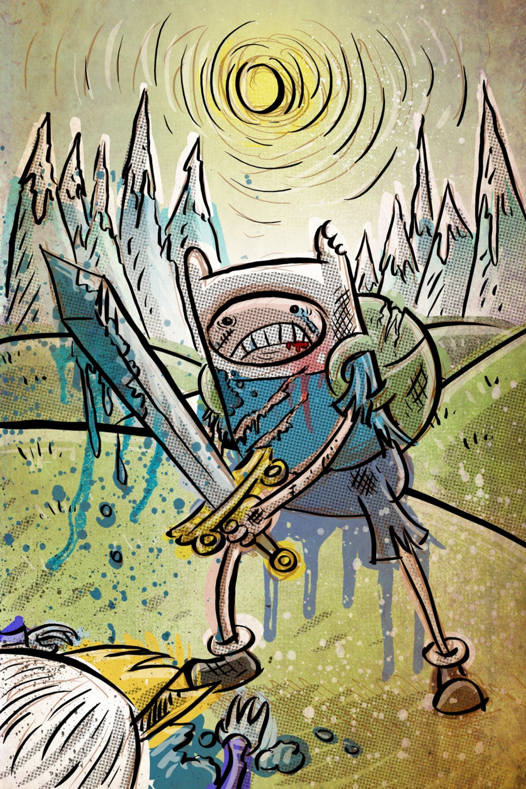 アドベンチャー タイム - フィンがアイス キングを殺すプリント、子供