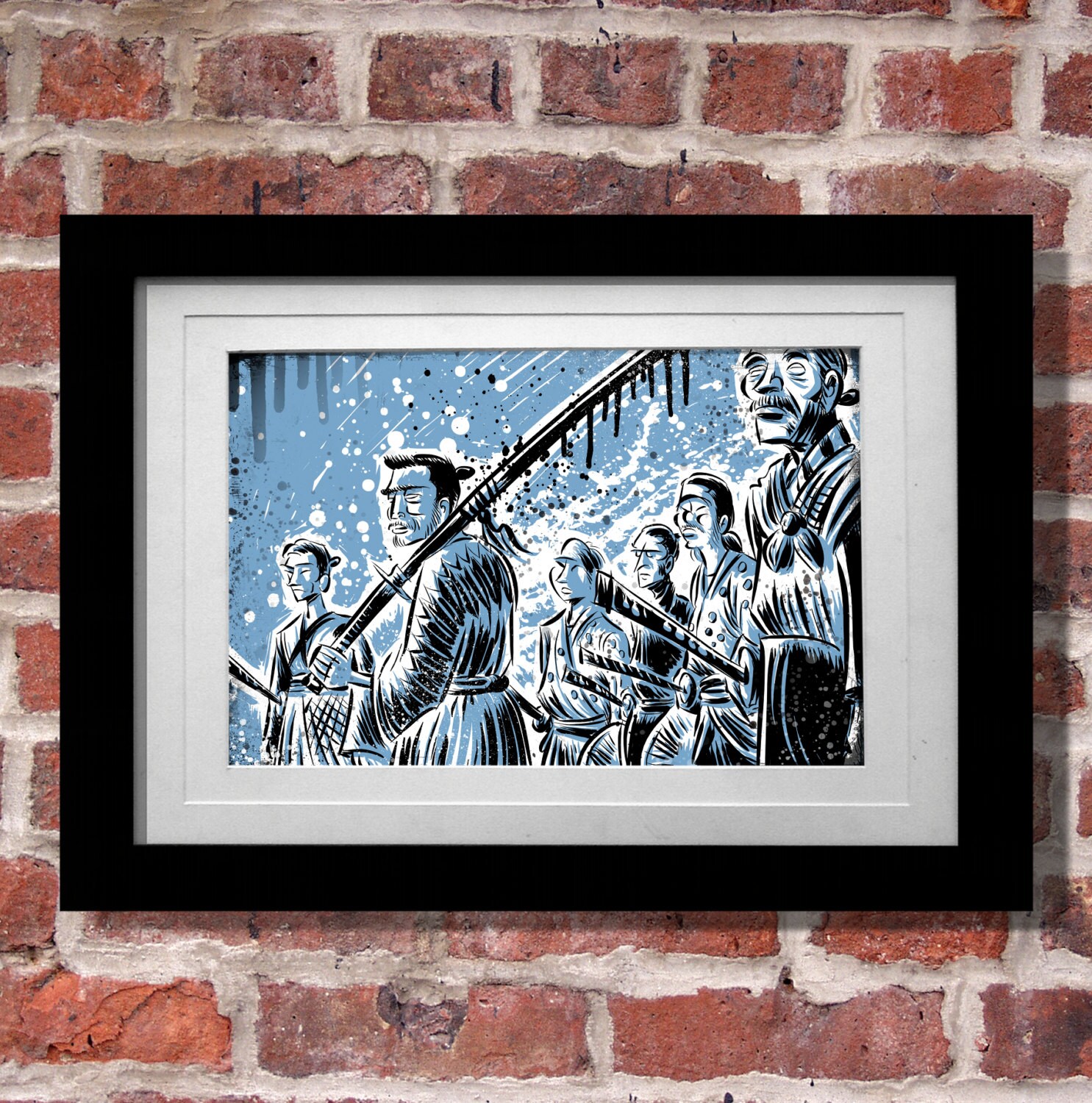 Seven Samurai Art Print. Akira Kurosawa Film Movie Illustration