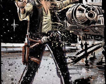 Elvis Han Solo Arte Impresión, Collage de Navidad Arte pared arte. Home Decor, Elvis Presley, Star Wars, Harrison Ford, Millenium Falcon, Estrella de la Muerte